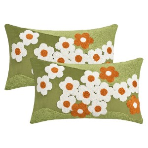 REGALWOVEN Velvet Embroidery Flowers Soft Decorative Farmhouse Pillowcases 2 Pcs - 1 of 4