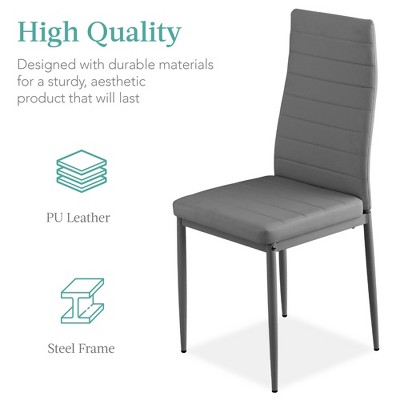 Gray 5-Piece Glass Dining Set with Faux Leather Chairs