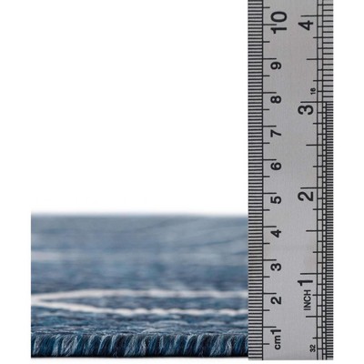 Coastal Charm Easy-Care Blue Trellis 4' x 6' Outdoor Rug