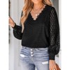 Coolmee Women's Long Sleeve Tops Eyelet Scalloped Lace V Neck Blouse Casual Loose Fashion Shirts - 4 of 4