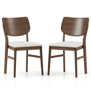 Tangkula Dining Chairs Set of 2 w/ Rubber Wood Frame Padded Seat Curved Back Living Room - 1 of 4