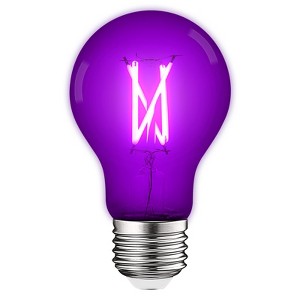 Luxrite A19 LED Purple Edison Light Bulb, 4.5W=60W Equivalent, Clear Glass Filament, UL Listed, Indoor Outdoor, Porch, E26 Standard Base - 1 of 4