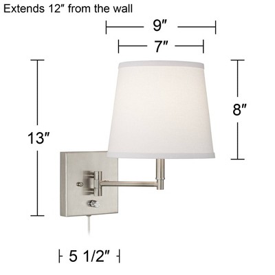 Brushed Nickel 26" Swing Arm Wall Lamp with White Shade
