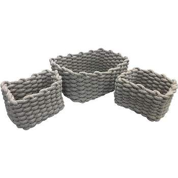 Stor-All 3 pack Cotton Woven Baskets for Organizing, Storage Baskets for Shelves, Woven Baskets for Storage, Small Laundry Baskets