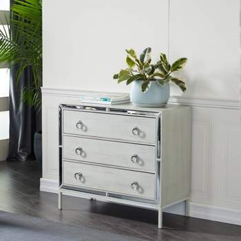 Glam Painted Wood and Mirror Chest White - Olivia & May