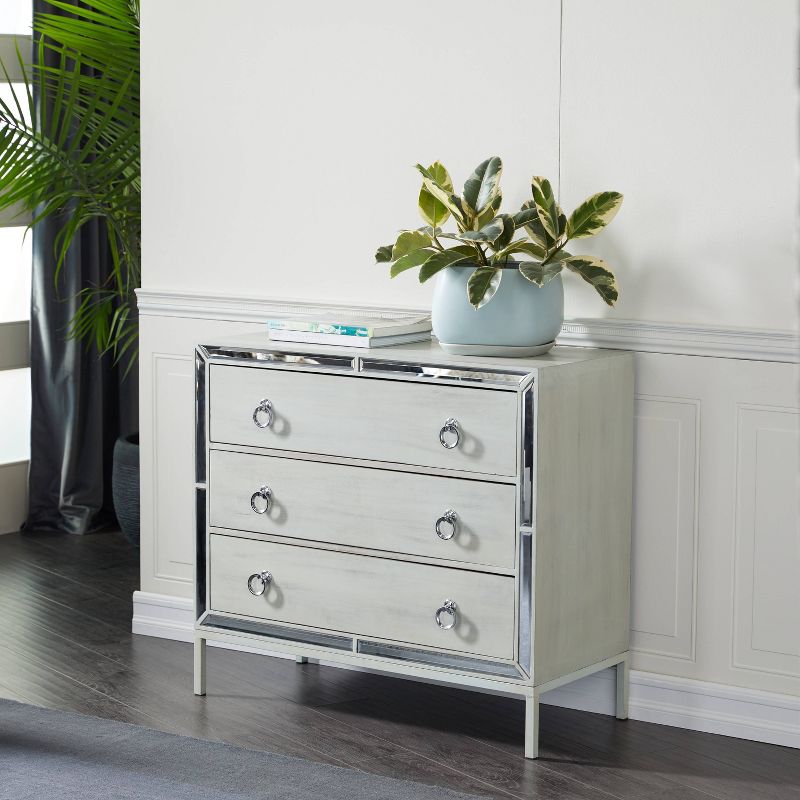 Glam Painted Wood and Mirror Chest White - Olivia &#38; May, 1 of 38