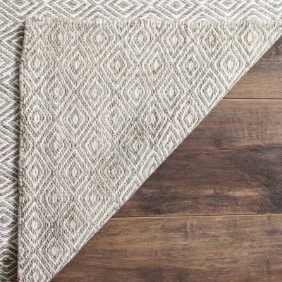 Ivory Geometric Wool 8' x 10' Handwoven Flatweave Area Rug