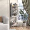 5 Tier Bookshelf Display Storage Cabinet with 3 Adjustable Shelves Metal Storage Cabinet with Glass Door for Dining Room Living Room-Tanpinhause - 2 of 4