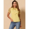 INSPIRE CHIC Women's Bow Tie V Neck Stand Collar Short Mesh Sleeve Blouse - 3 of 4