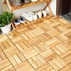 Syemin Carpet Tiles All Scene Checker Pattern Deck Tiles Acacia Hardwood Square Interlocking Outdoor Flooring for Balcony, Yellow, 13"*13"*7" - 2 of 4