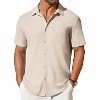 COOFANDY Men's Short Sleeve Button Down Shirt Casual Summer Beach Shirt Waffle Knit Shirts Wrinkle Free Untucked Shirt - 3 of 4