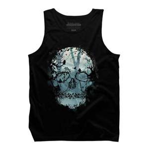 Men's Design By Humans Dark Forest Skull By sitchko Tank Top - 1 of 4