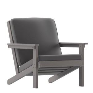 Flash Furniture Charlestown All-Weather Poly Resin Wood Adirondack Style Deep Seat Patio Club Chair with Cushions - 1 of 4