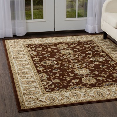 Lizette Brown and Ivory Rectangular Synthetic Area Rug