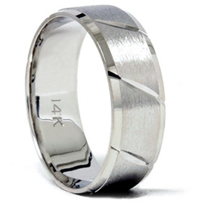 Pompeii3 Mens Brushed Wedding Band 14K White Gold