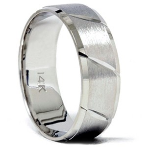 Pompeii3 Mens Brushed Wedding Band 14K White Gold - 1 of 4