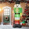 Outsunny 11.8' Christmas Inflatables Green Walnut Soldier with White LED Lights for Lawn Garden Party - 2 of 4