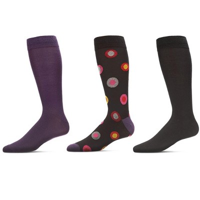 Memoi Circle Fill Men's Cotton Blend Crew Sock 3 Pack