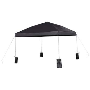 Flash Furniture 10'x10' Black Pop Up Event Straight Leg Canopy Tent with Sandbags and Wheeled Case