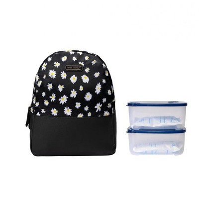 Kathy Ireland Daisy Mini Backpack Lunch Tote - Black Yellow & White Daisies