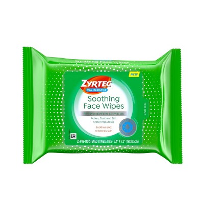 Zyrtec Soothing Non-Medicated Face Wipes with Micellar Water and Cetirizine - 25ct
