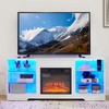 Vynxaria 58" White TV Center with Electric Fireplace and Glass Shelves - 2 of 4