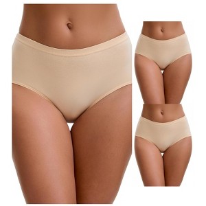 INSPIRE CHIC Size for Women's Mid-Waisted Loose Elastic Waistband Full Coverage Briefs 3 Packs - 1 of 4
