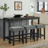 4 Piece 59" Counter Height Bar Table Set with Power Outlet and 3 Upholstered Stools, Dining Table and Chair Set for Kitchen-Maison Boucle - 2 of 4