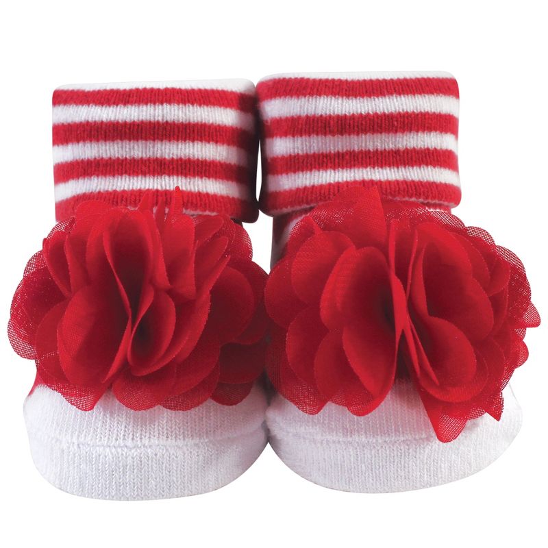 Hudson Baby Infant Girl Socks Boxed Giftset, Red White Stripe, One Size, 4 of 7