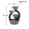 Three Cup 31 1/2" High Large Modern Indoor Outdoor Decor Gray Faux Stone Floor Fountain with Light LED Cascading Outside Garden - 4 of 4