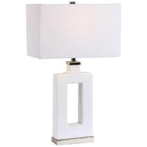 Uttermost Modern Table Lamp 29 1/2" Tall White Glaze Ceramic Linen Fabric Rectangular Shade for Living Room Bedroom House Bedside - 1 of 1