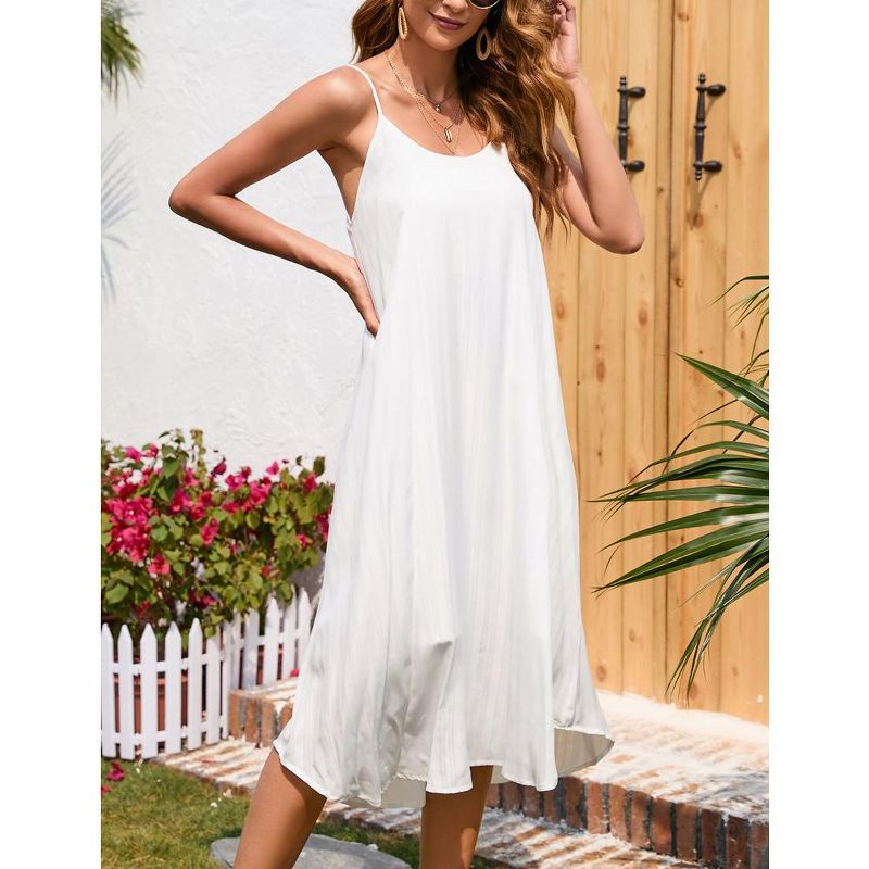 Women's Summer Round Neck Sleeveless Maxi Dresses Adjustable Spaghetti Strap Casual Loose Beach Long Dress with Lined, 4 of 8