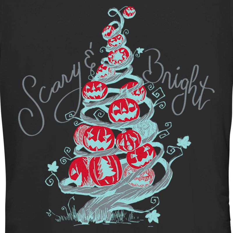 Juniors Womens The Nightmare Before Christmas Scary & Bright Tree T-Shirt, 2 of 5