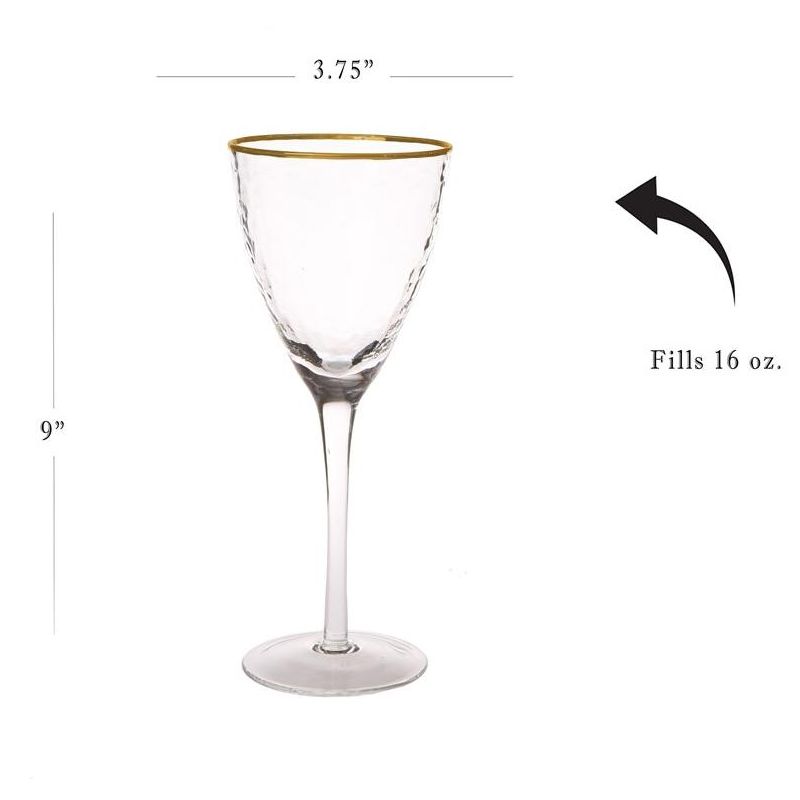 Classic Touch Set Of 6 Water Glasses With Simple Gold Design - 16 oz, 2 of 4
