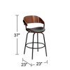 Elm Lane Larsen Black Swivel Bar Stool 26" High Mid Century Modern Faux Leather Cushion with Walnut Backrest Footrest for Kitchen Counter Height Home - 4 of 4