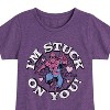 Girls' - Marvel - Spider-man Valentine I'm Stuck On You Fitted Short Sleeve Graphic T-Shirt - 2 of 4