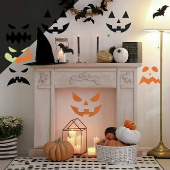 Set of Assorted Spooky Themed Glow Stickers - Halloween Wall Glow