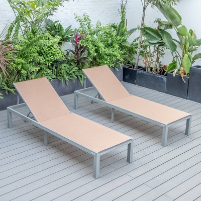 Light Brown Aluminum Armless Patio Chaise Lounge Chair