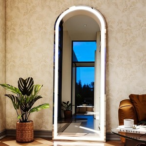BEAUTYPEAK Floor Mirror Full Length Arched Standing Mirror with LED Lights - 1 of 4