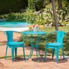 VisioGear Patio Bistro Sets, 3 Pieces Patio Dining Sets with Metal Table Top for Backyard or Poolside, Teal, 20.75"*20.5"*30.25" - 2 of 4