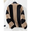 BLUEMING Womens Striped Cardigan Sweaters V Neck Open Front Button Up Fuzzy Loose Knit Coats - 2 of 4