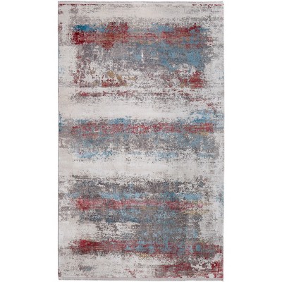 Cadiz Modern Abstract Gray/Red/Blue Area Rug