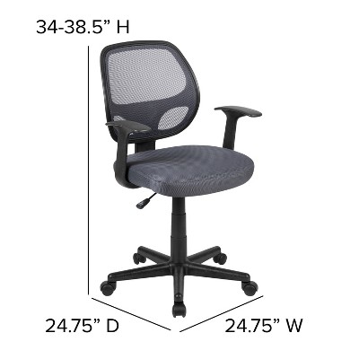 ErgoFlex Mid-Back Gray Mesh Swivel Task Chair with Plastic Base