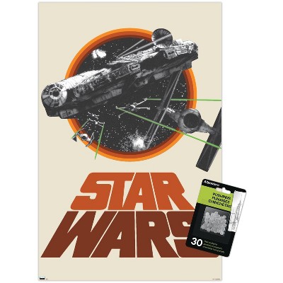 Trends International Star Wars: Power Of The Force - Battle Unframed Wall Poster Print Clear Push Pins Bundle 14.725" x 22.375"