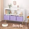 YONWAY Kids bookcase with Collapsible Fabric Drawers, Children's Book Display, Toy Storage Cabinet Organizer, White/Purple - 2 of 4