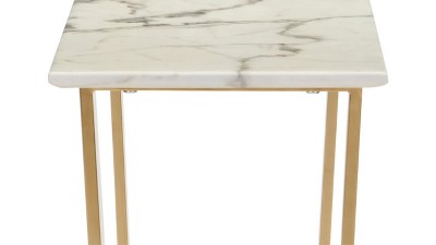 Sleek Faux Marble and Brushed Steel Console Table with Storage