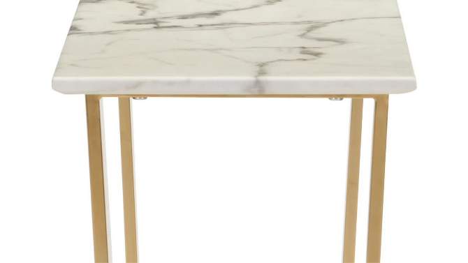 Modern Rectangular Faux Marble Console Table - Stone, Brushed Stainless Steel - Zm Home, 2 of 11, play video