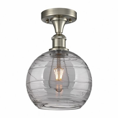 Athens Deco Swirl - 1 Light Semi-Flush Mount In Industrial Style-13 Inches Tall and 8 Inches Wide