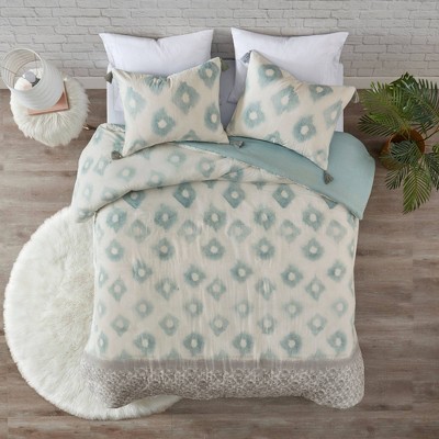 3pc Full/Queen Chloe Cotton Duvet Cover Set - Aqua