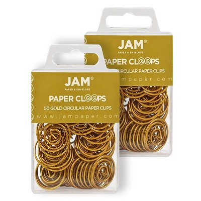 JAM Paper Colored Circular Paper Clips Round Paperclips Gold 2 Packs of 50 21832062B